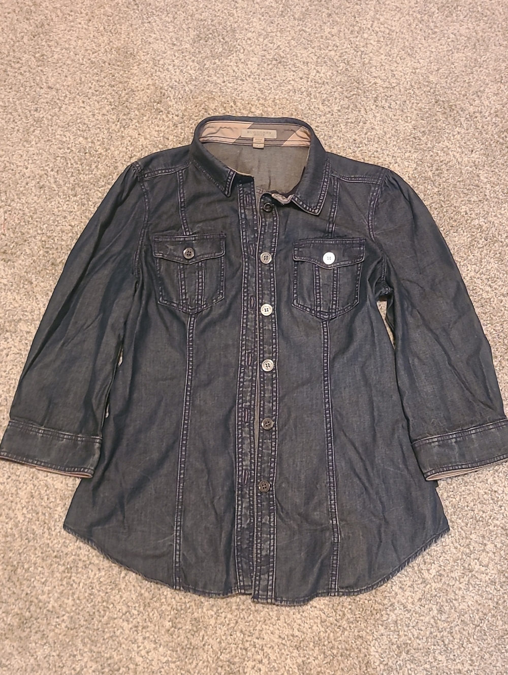 Burberry Womens Dark Denim Button-Up